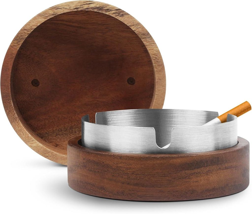 Aschenbecher Für Draussen Mit Deckel Und Edelstahleinsatz, Produktbild 