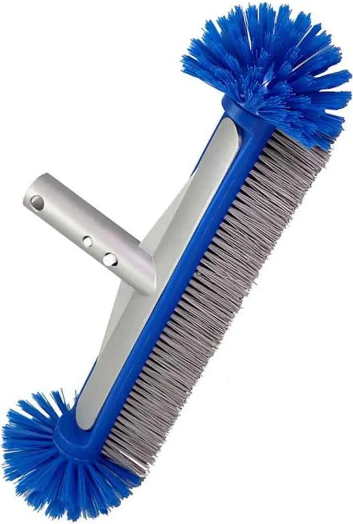 Brosse de piscine robuste 43cm avec dos aluminium et poils nylon durs