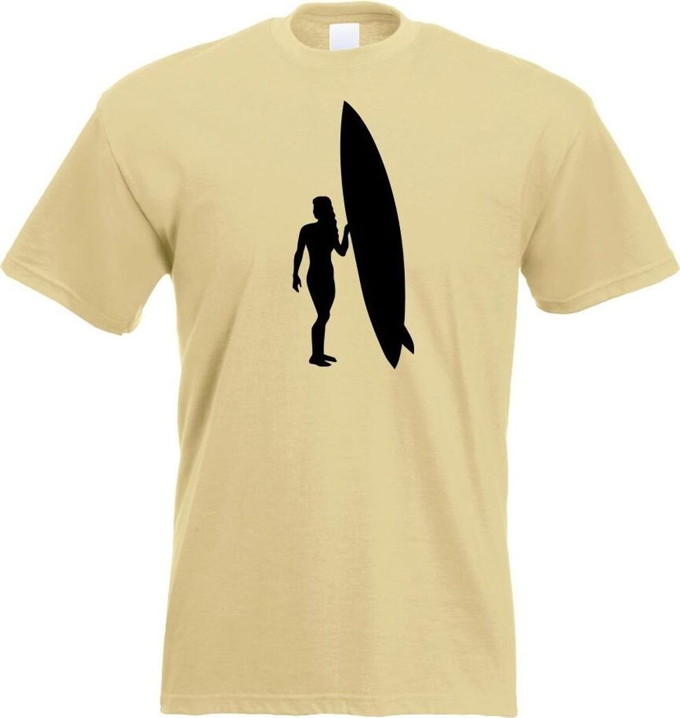 Kiwistar - T-Shirt - Khaki - Surfen Wellen Sport Figur Motiv Bedruckt Funshirt Design Print - mit Motiv Bedruckt - Funshirt Design - Sport - Freize...
