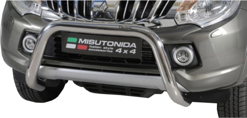 J&J AUTOMOTIVE | Ladekantenschutz Stoßstange Schweller Für Mitsubishi L200 Double Cab 2015-2018 Ø 76mm, Edelstahl Chrom, Auf Stoßfänger, Hinte...