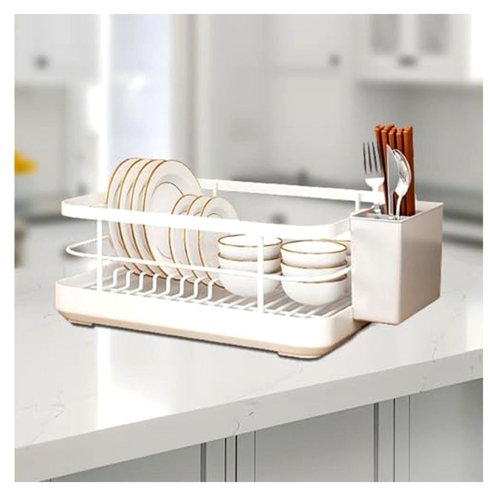 Abtropfgestell Geschirr KüChenutensilien Abtropfgestell FüR Geschirr Mit EssstäBchenhalter Mit Besteckhalter KüChe Schwarz Gold Weiß Organizer...