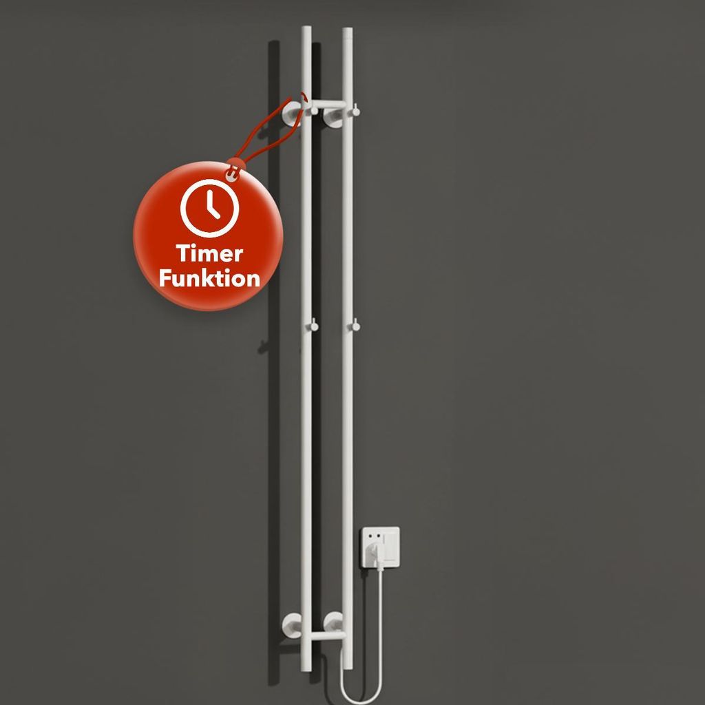 BELVIT elektrischer Handtuchtrockner 150 cm doppelt 120W mit Timer & 2 Heizstufen – Wandmontage, 4 Haken, Handtuchwärmer elektrisch für Bad