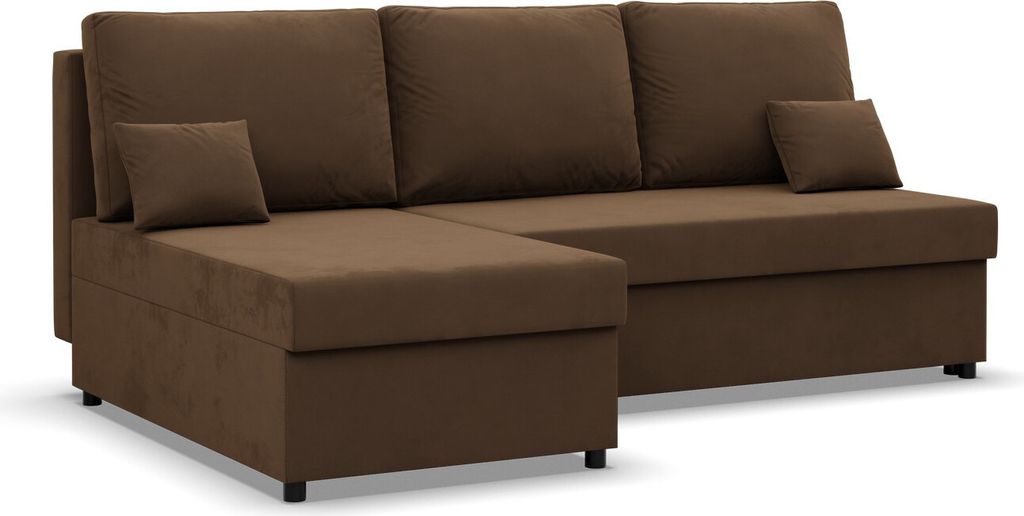 Ecksofa mit Schlaffunktion KEMI, Wohnzimmer Couch, Schlafcouch Ausziehbar, Braun