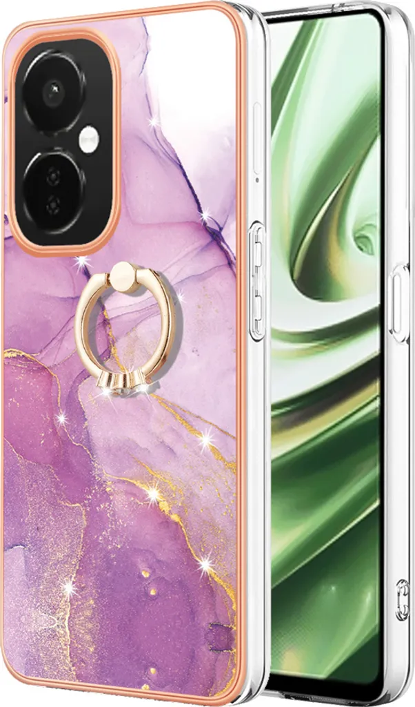 Custodia Marble per OnePlus Nord CE 3 Lite /Nord N30, custodia protettiva in silicone TPU con supporto ad anello Viola