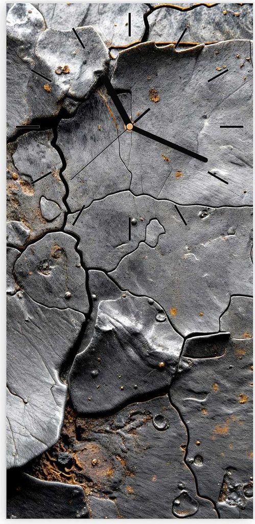 Wanduhr aus Glas mit Motiv Verwittertes Gestein- 30 x 60 cm - inkl. Aufhängesystem
