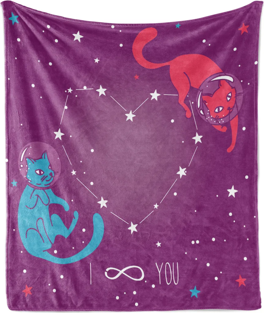 Coperta ABAKUHAUS Gatti Astronauti 175x230cm | Morbido Pile per Asilo