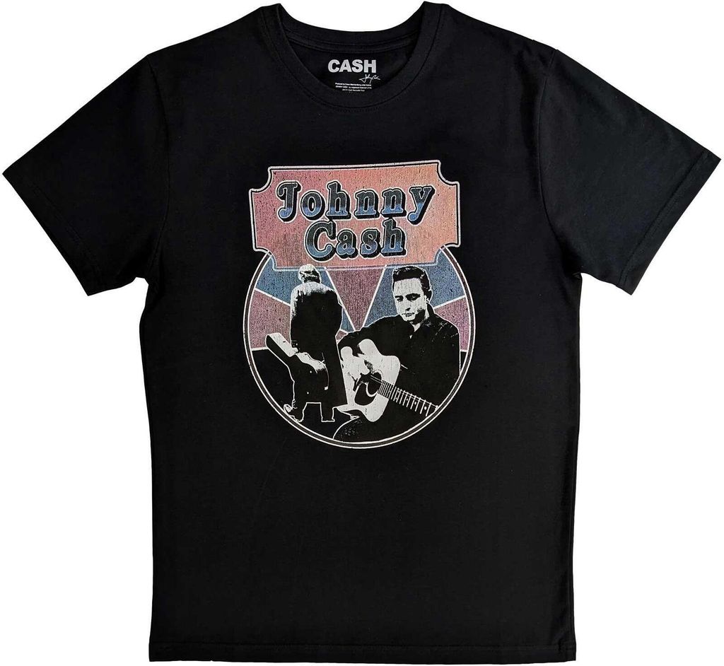 Johnny Cash - "Walking Guitar & Front On" T-Shirt für Herren/Damen Uni RO5931 (XXL) (Schwarz)