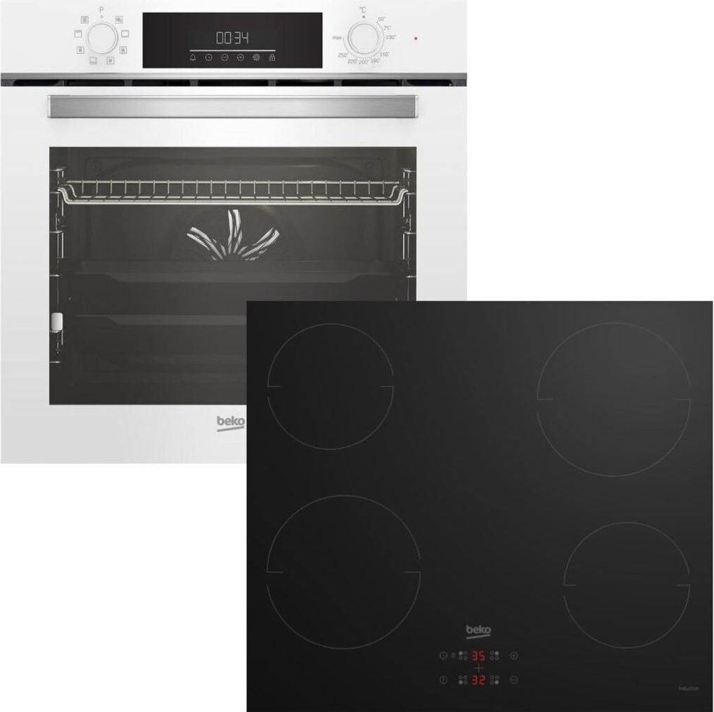 Herdset Beko Backofen SteamShine Teleskopauszug + Induktionskochfeld Timer autark 60cm