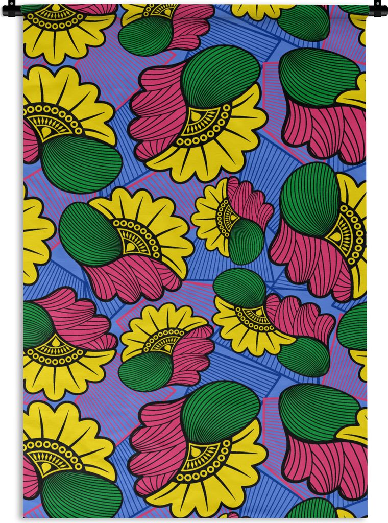 MuchoWow Wandteppich Wandbehang Blumen - Muster - Afrika 90x135 cm Tapisserie Dekoration Wandtuch - Baumwolle - Wandskulptur