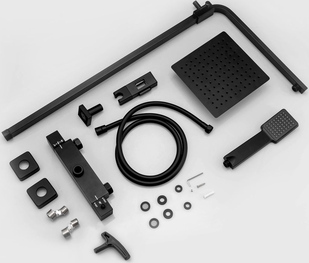Système de douche Heilmetz avec thermostat, noir mat, Image du produit 