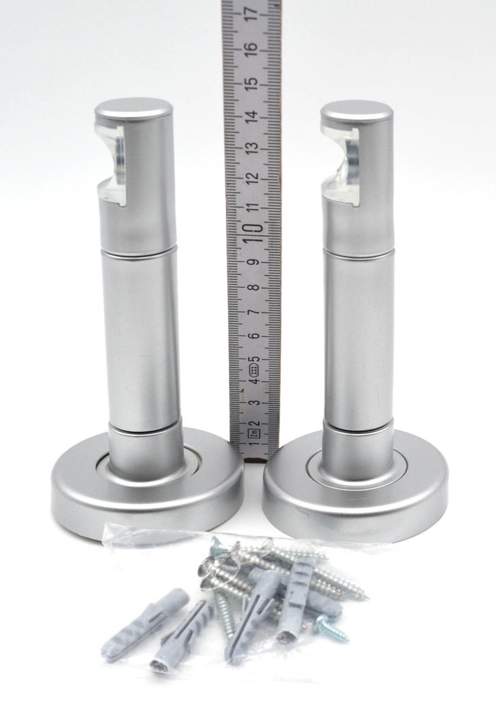 2 Kunststoff-Träger System Magnetik chrom matt für Gardinenstangen Ø 20 mm