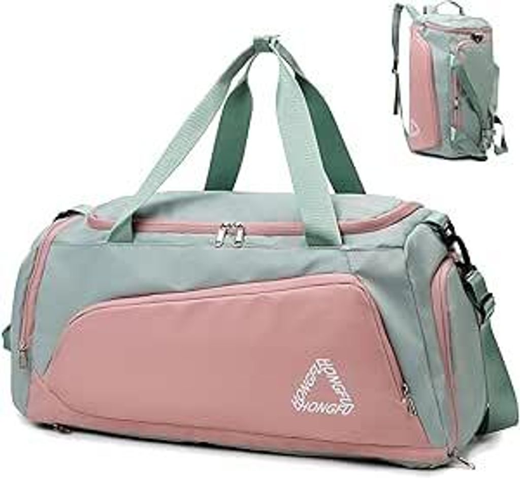 Sporttasche Damen 45L Reisetasche mit Schuhfach, Nassfach, wasserdicht, Weekender, Travel, Gym, Duffle Bag mit Rucksack, Schwimmtasche, Trainingsta...