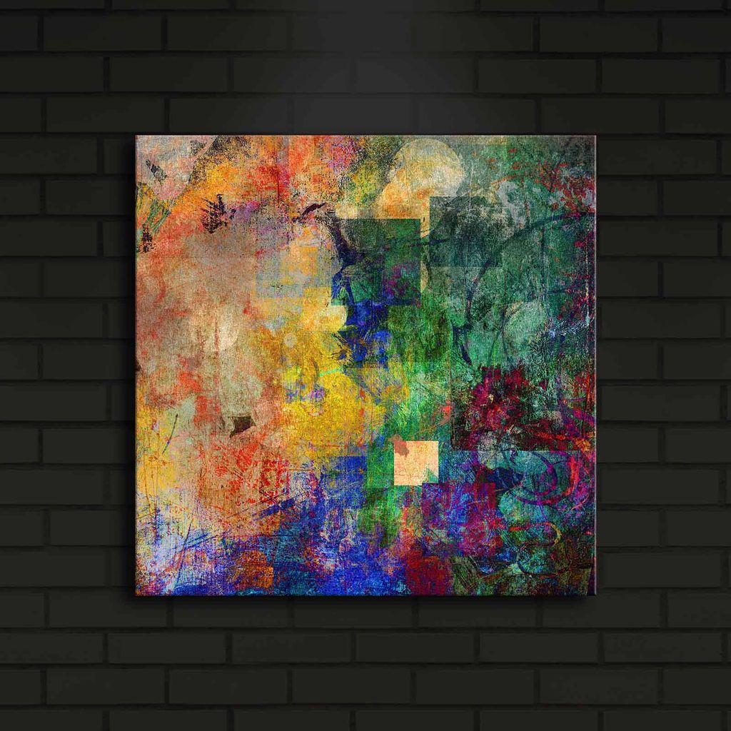 Opviq, 4040İACT- SHN4226, Bunt, Leinwandbilder, 40 x 40 cm, 100% Wildleder -Leinwand