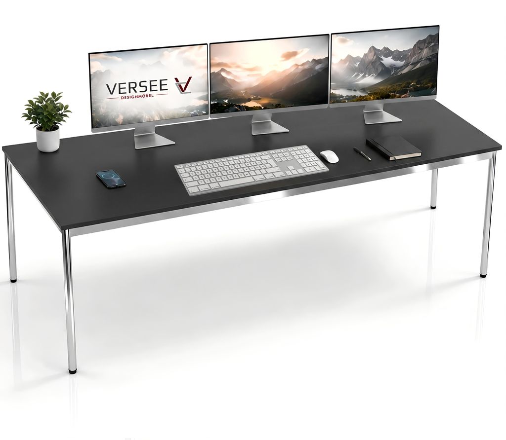 Schreibtisch / Konferenztisch VERSEE VST1 200x100 cm Schwarz – höhenverstellbar, stabil