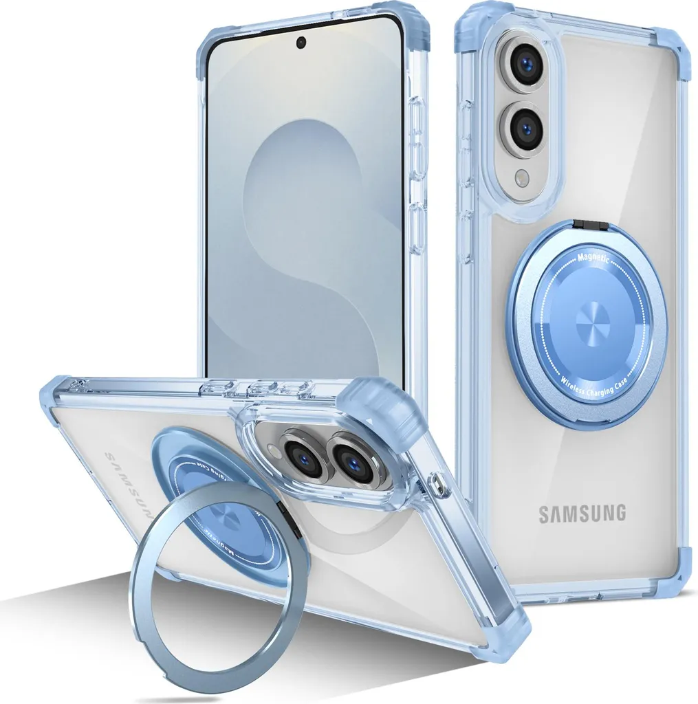 Cover Samsung Galaxy S25 Edge Blu con Anello MagSafe Protezione Militare