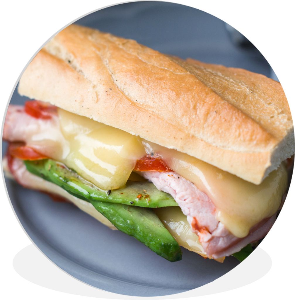 MuchoWow Rundes Wandbild - Runde Bilder Reichhaltig gefülltes Toastbrot zum Mittagessen Ø 30 cm Kreis Wanddekoration Kunststoff - Wandkreis - W...