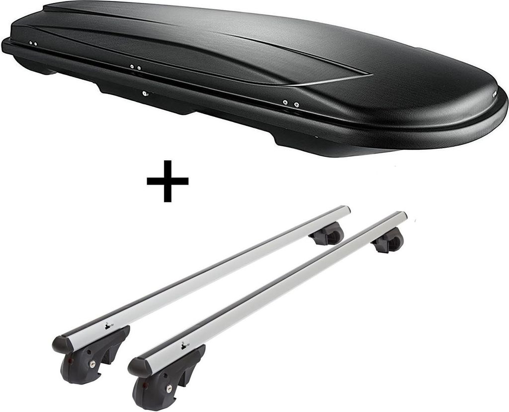 Skibox VDPJUXT500 500Ltr schwarz + Alu Relingträger VDP004L kompatibel mit Chevrolet Captiva C100 / C140 ab 06 abschliessb.