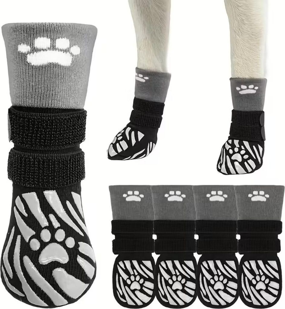 INF Outdoor Hundesocken - Pfotenschutz & Anti-Rutsch für alle Jahreszeiten, 4er Pack M