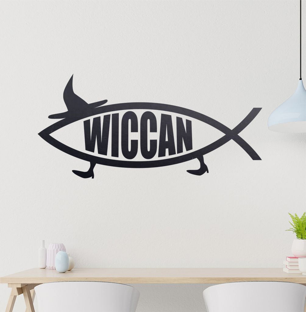 Wiccan Fisch Fish Wandtattoo in 6 Größen - Wandaufkleber Wall Sticker - Dekoration, Küche, Wohnzimmer, Schlafzimmer, Badezimmer