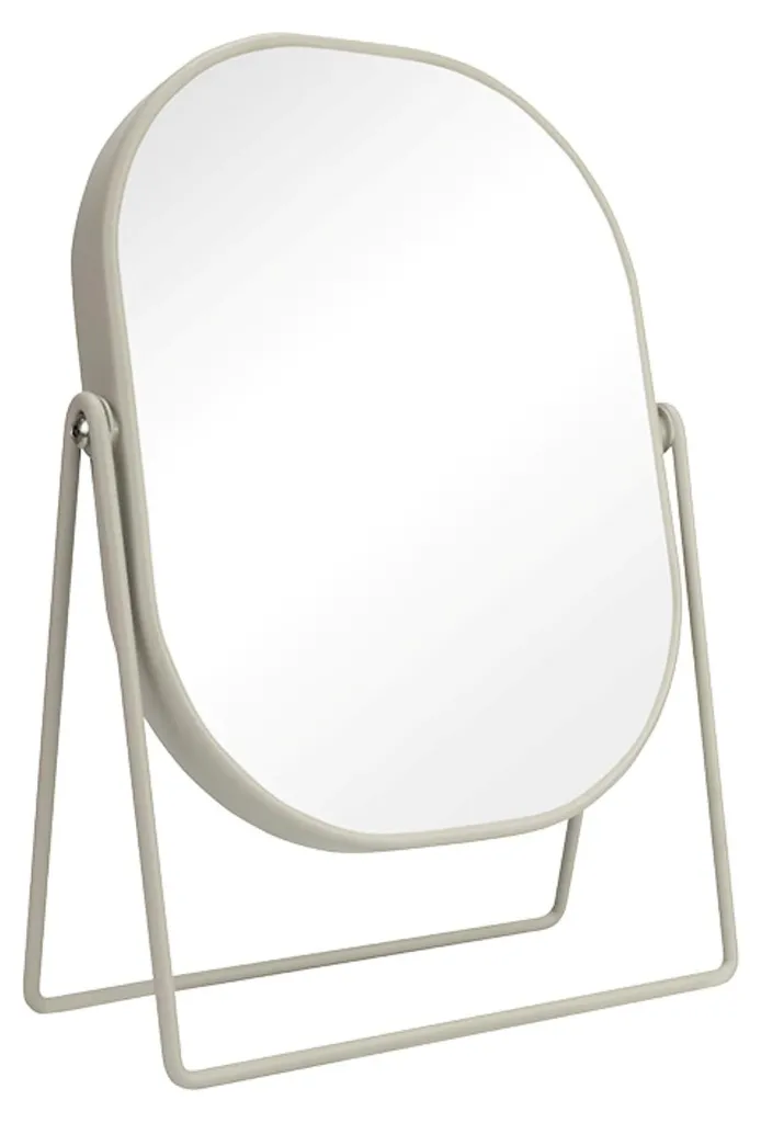 Miroir de maquillage en fer forgé beige mat ovale 20x27 cm