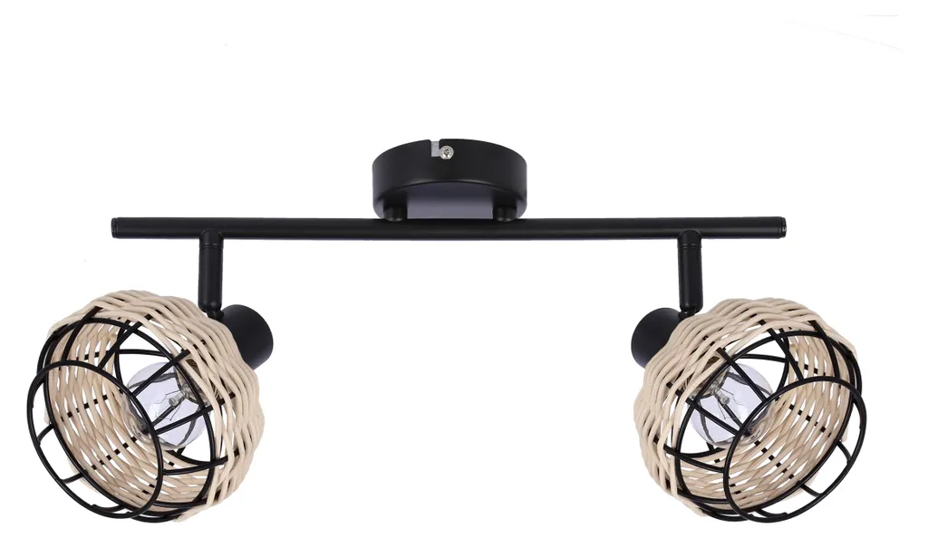 Plafonnier Candellux Juicy Noir Métal et Rotin 2xE14 44cm IP20