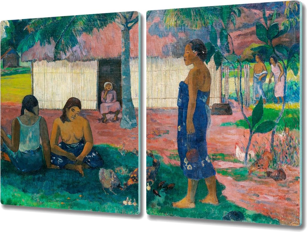 Coloray Herdabdeckplatte 2x40x52 cm Schneidebrett Kochplattenabdeckung Küchenbrett Hackbrett - Warum sind Sie wütend Gauguin