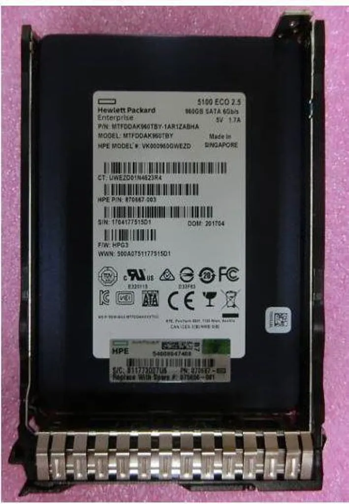 Disque SSD Interne HPE 960 Go SATA SFF - Stockage Flash pour Serveur Pro
