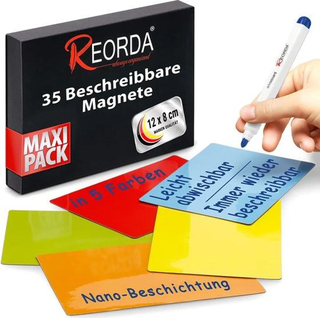 Bandes magnétiques d'organisation 12x8 cm pour planning et frigo Lot