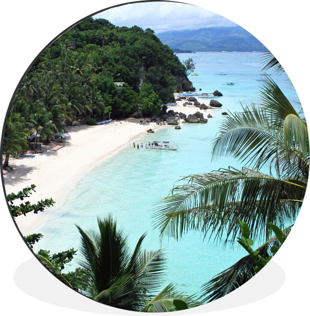 MuchoWow Aluminium Wandkreis Grüne Natur und weiße Strände auf der Insel Boracay Ø 30 cm Wanddeko Modern Wohnzimmer - Wand Bild - Wohnzimmer ...