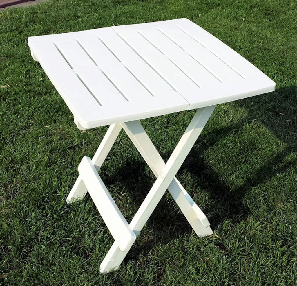 Tavolino da Campeggio Bianco ADIGE - Tavolo Plastica Pieghevole 45x43cm
