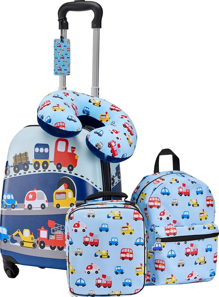 Valise trolley rigide enfant SucceBuy - Pack voyage 5 pièces avec lunch box