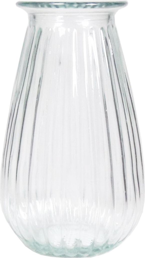 INNA-Glas Glas Blumenvase Dorita mit Rillen, klar, 21 cm, Ø 13 cm - Glas Vase