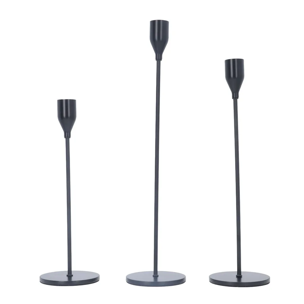 Bougeoir en métal noir robuste au design minimaliste et industriel