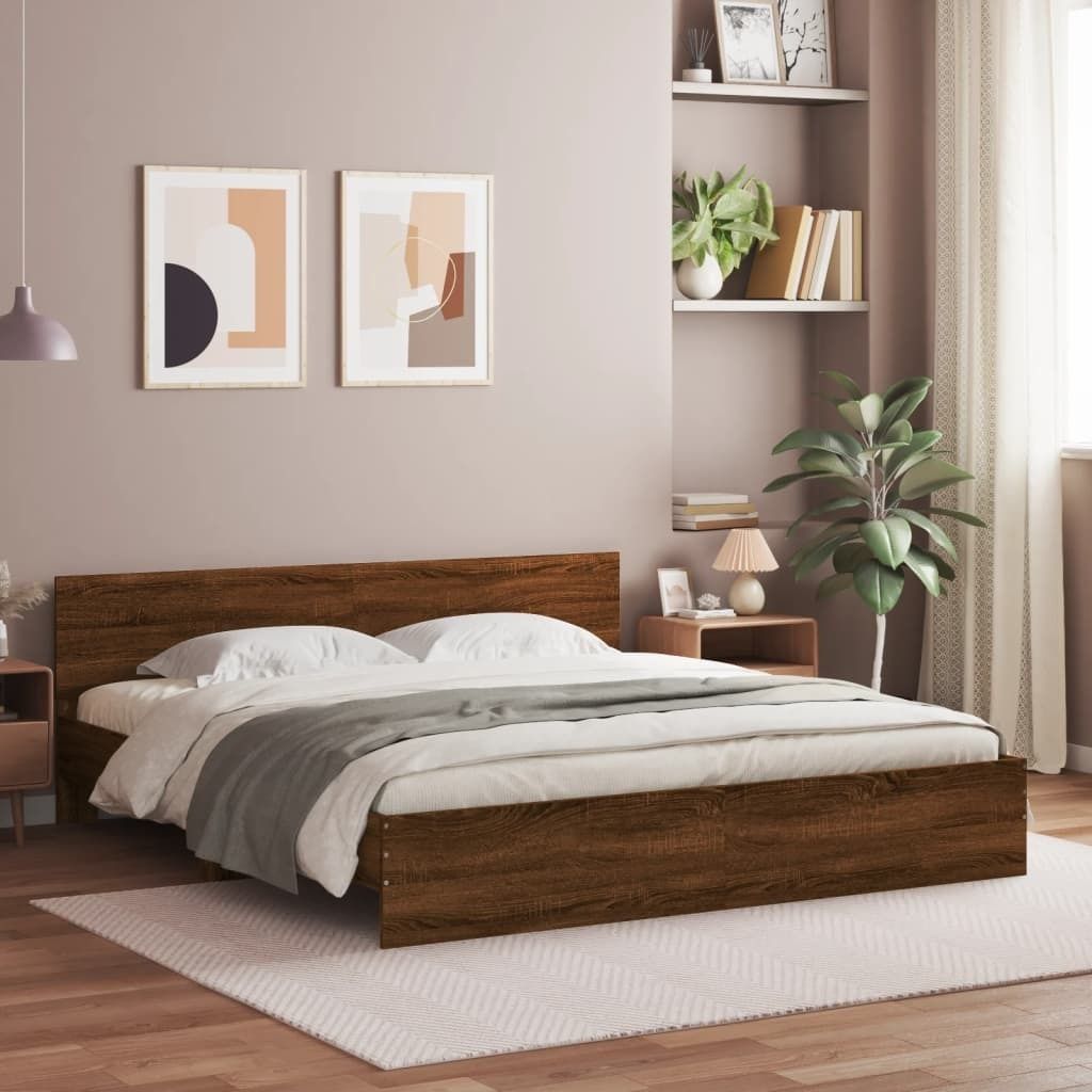 Maison Exclusive - Bettgestell mit Kopfteil Braun Eiche-Optik 200x200 cm