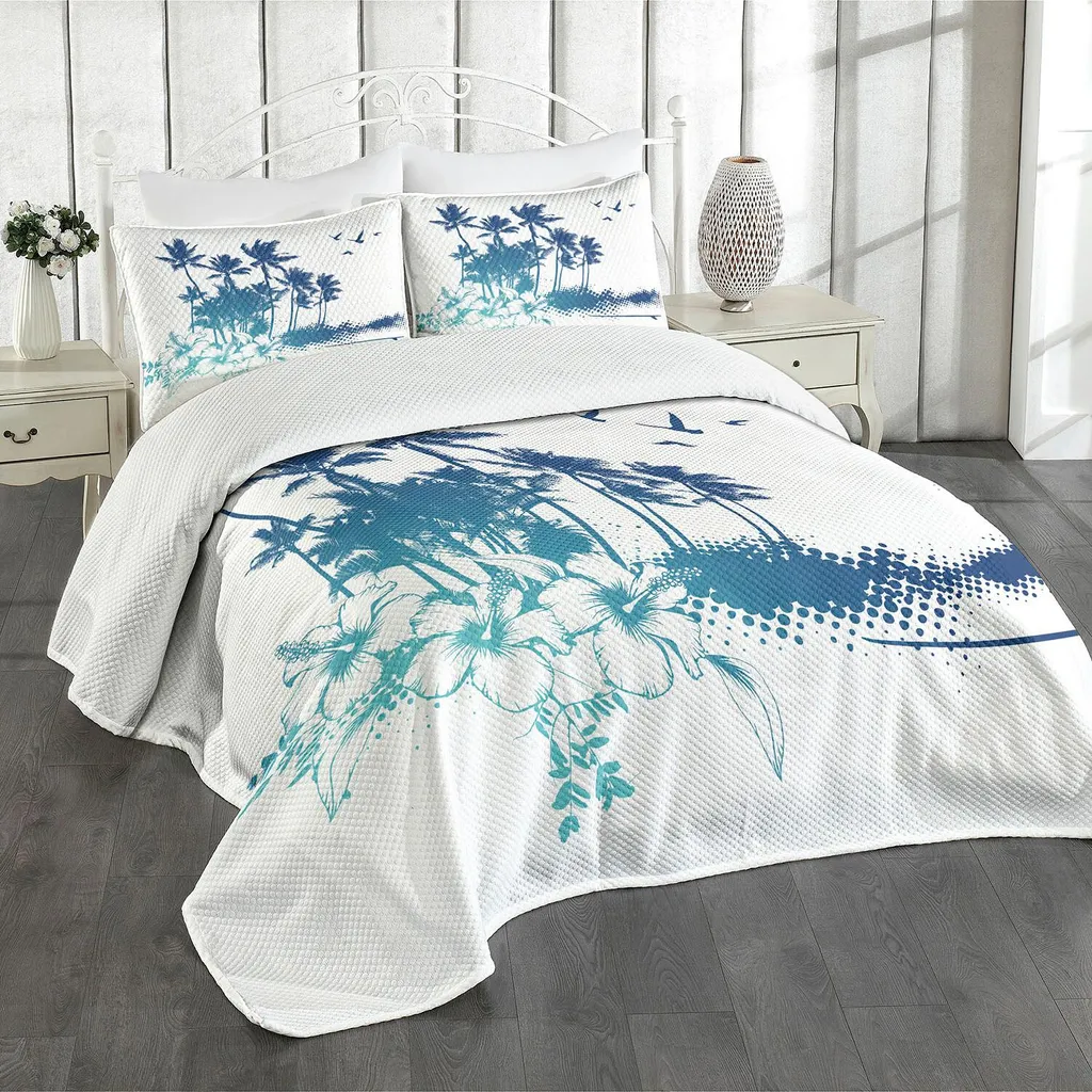 Set Copriletto ABAKUHAUS 220x220 Vintage Palm - Qualità Turca