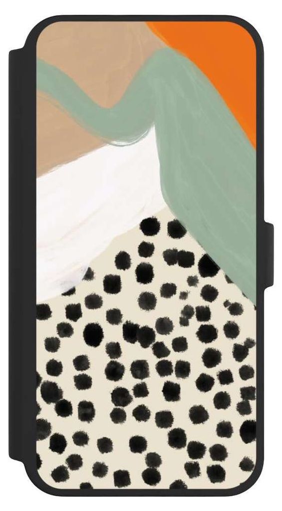 NIVOCASE Klapphülle für Apple iPhone 16 Pro Max Handyhülle aus Kunst Leder NIVOflip schwarz Abstrakt Boho Kunst