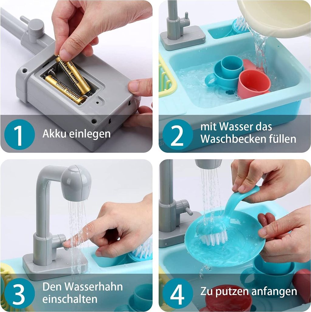 CUTE STONE Küchenspüle Spielzeug Set mit Warmwasserhahn Produktbild 5