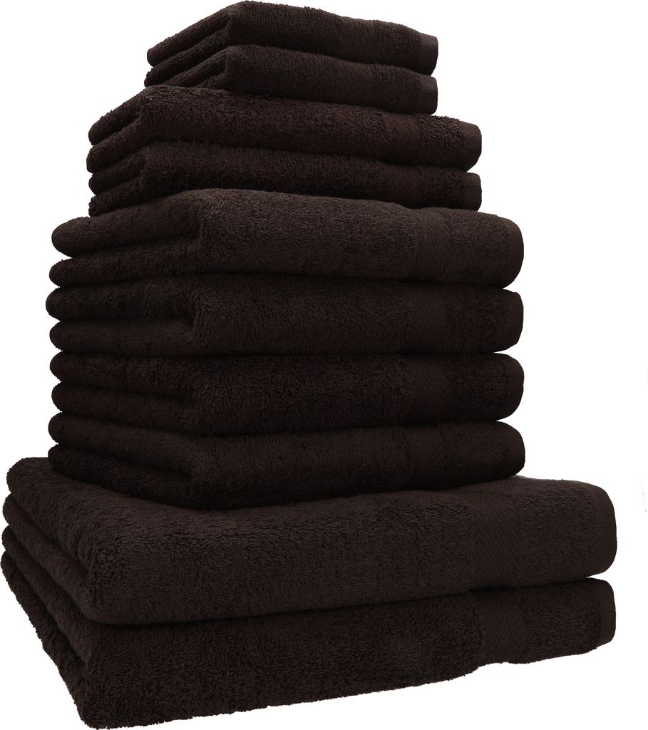 Betz 10-tlg. Handtuch-Set PREMIUM CLASSIC 2 Duschtücher 4 Handtücher 2 Gästetücher 2 Seiftücher Farbe: dunkelbraun