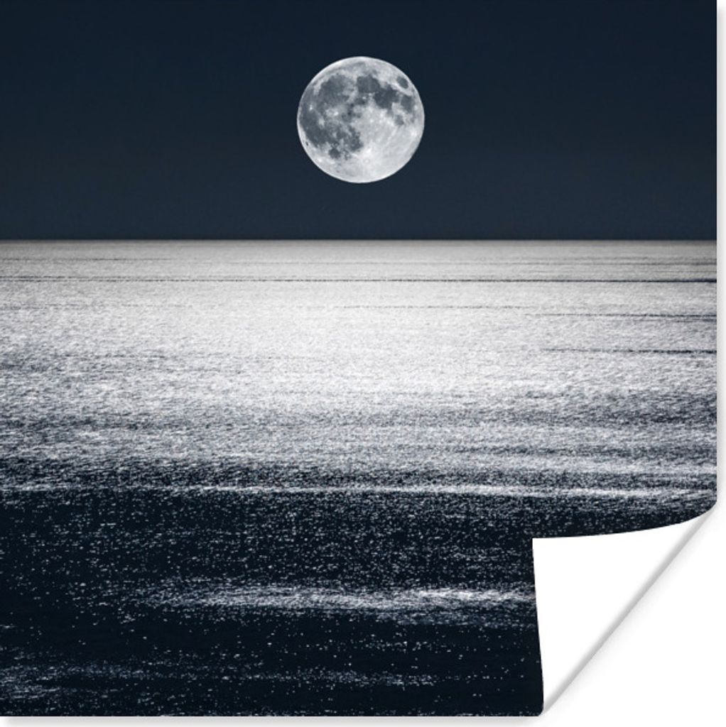 MuchoWow Poster Meer - Mond - Wasser 50x50 cm - Wohnzimmerdekoration