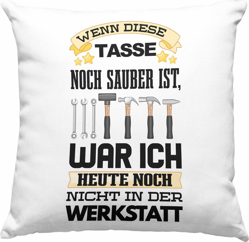 Trendation - Werkstatt Deko-Kissen mit Füllung 40x40 KFZ Mechaniker Mechatroniker Geschenkidee (Grün)