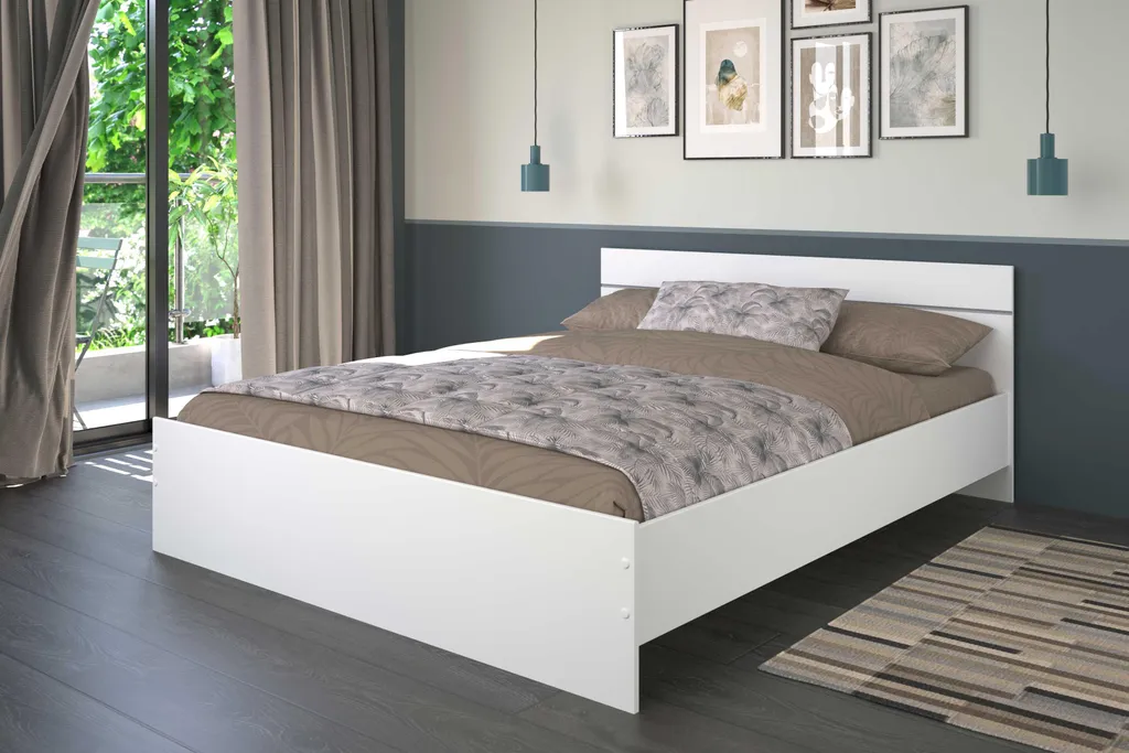 Lit 140x190 cm BOSTON blanc avec structure robuste et design moderne - 11