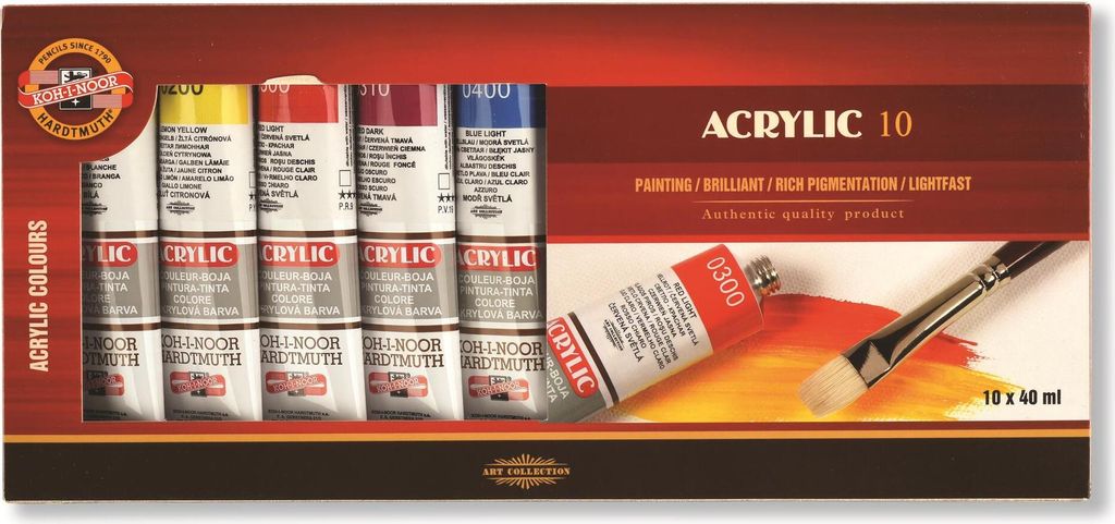 KOH-I-NOOR 16270400000 Set Acrylfarben 10 x 40 ml