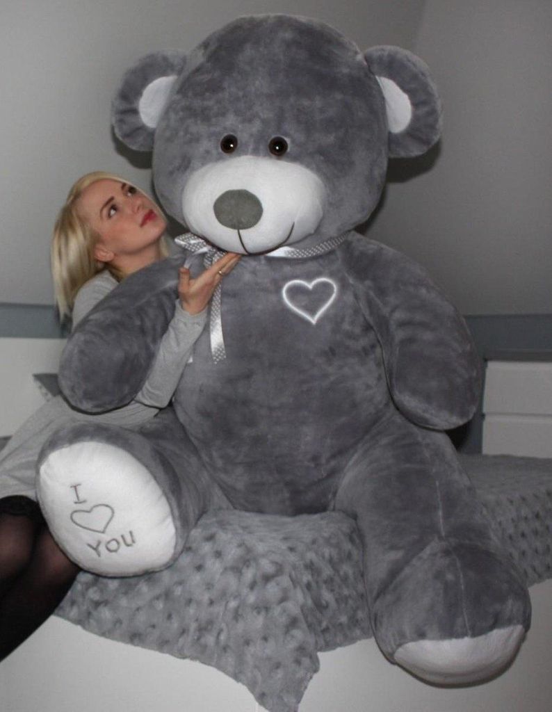 Grande orso di peluche grigio 190cm XXL - Ti amo Immagine del prodotto 