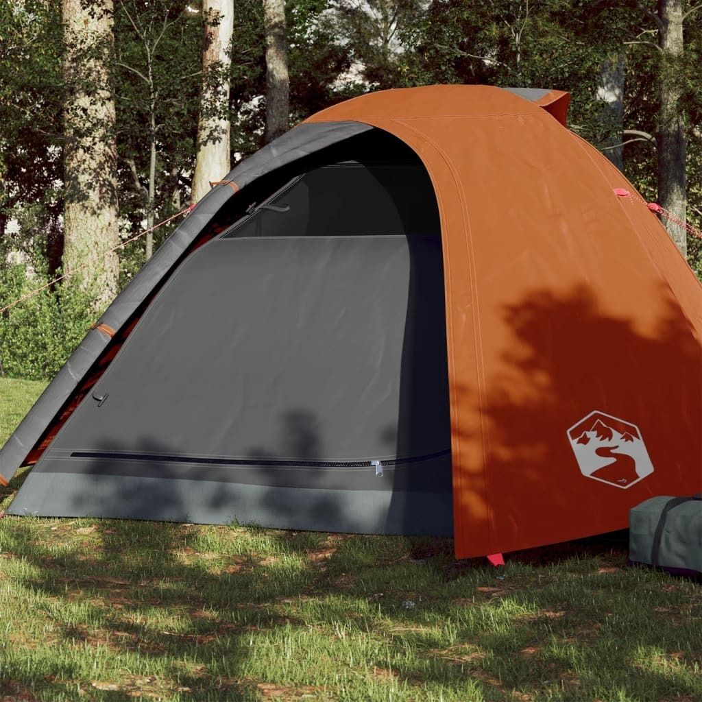 Design Campingzelt 4 Personen Grau & Orange 267x272x145 cm 185T Taft, Campingzelte 2024 Neu