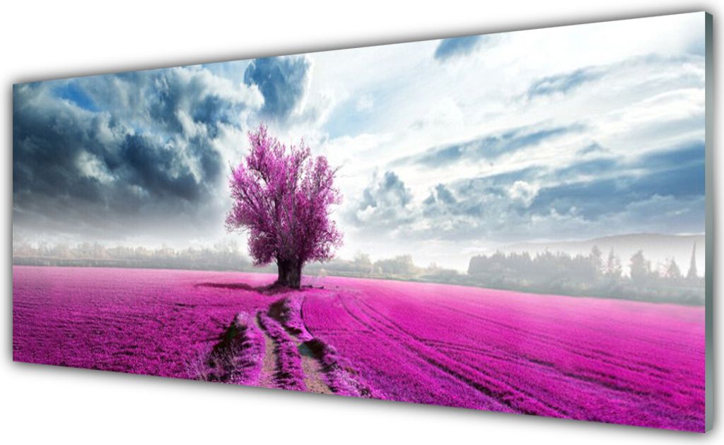 Küchenrückwand aus Glas 125x50cm Spritzschutz Wiese Baum Natur