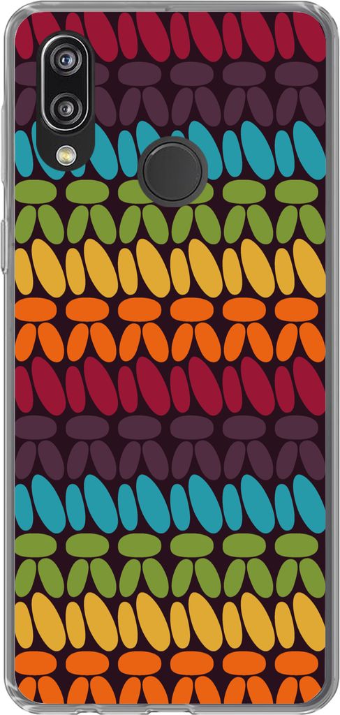 MuchoWow Handyhülle Schutzhülle Hülle für Telefoonhoesje Huawei P20 Lite (2020) Häkelmuster - Retro - Regenbogen Silikon Softcase Handy Hül...