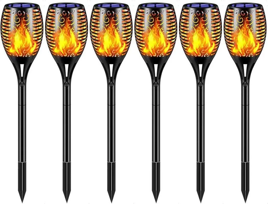 Lampe Solaire Extérieure Étanche IP65 avec 96 LED Flamme pour Cour et Patio