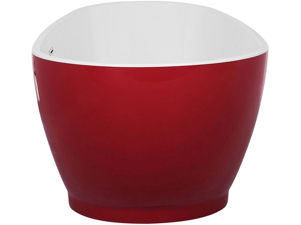 BELIANI Badewanne Rot Freistehend 173 x 82 cm Walnussform Produktbild 4
