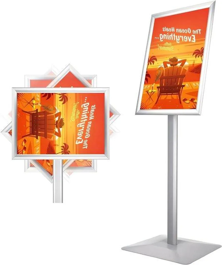 Porte-affiche sur Pied A3 en Aluminium Argenté pour Accueil et Salon