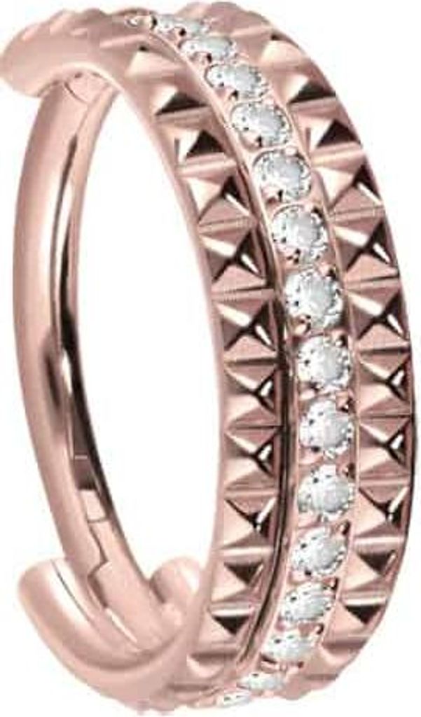 Ohrpiercing, Nasenpiercing, Septum Piercing Titan Segmentring Clicker NIETEN + EINGEFASSTE KRISTALLE RoséGold Innendurchmesser: 8 mm